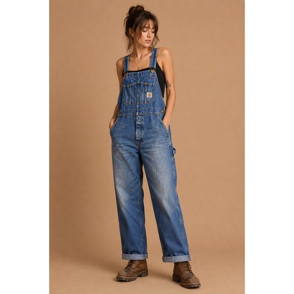 Carhartt Pants - Vintage Carhartt Denim Overalls Distressed Workwear Carpenter Bib 38x26